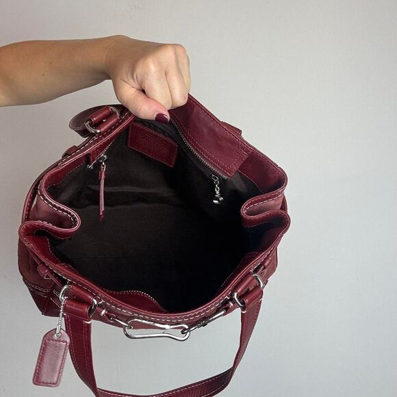 Coach Vintage Hampton Burgundy Red Leather and Suede Satchel Bag - Picture 6 of 6